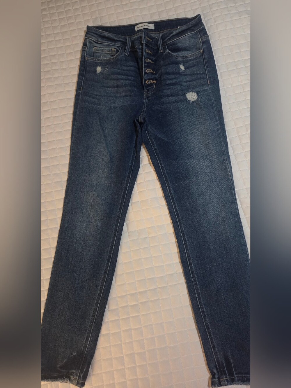 High-Rise Button-Fly Women’s Jeans - Dark Blue MNG Mango Jeans Size 4